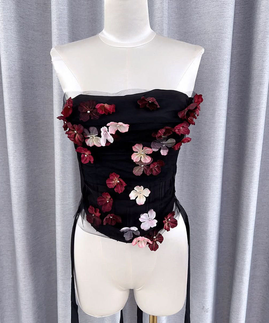 Ethereal Bloom Corset Tube Top - Chic Fall & Holiday Party Statement