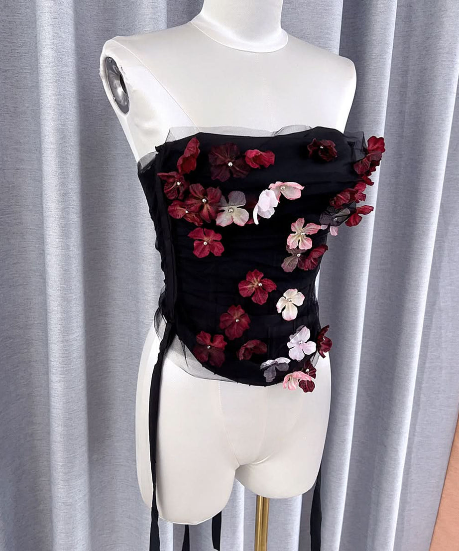 Ethereal Bloom Corset Tube Top - Chic Fall & Holiday Party Statement