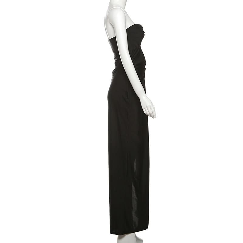 Chic Fall & Holiday Glamour: Strapless Sweetheart Ruched Cutout Maxi Dress