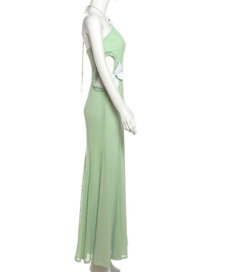 Graceful Mint Green Butterfly Halter Maxi Dress - Perfect for Fall Destination Weddings & Resort Getaways