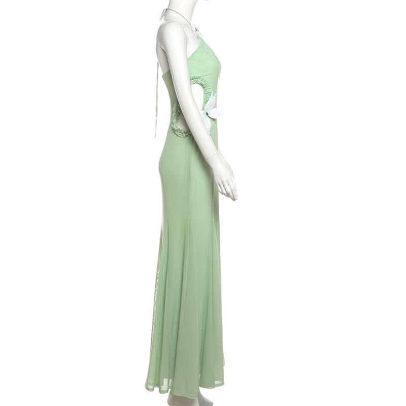 Graceful Mint Green Butterfly Halter Maxi Dress - Perfect for Fall Destination Weddings & Resort Getaways