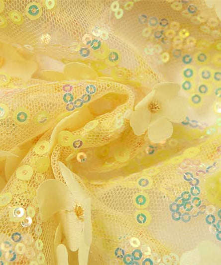 Dazzling Daisy Delight: Yellow Floral Sequin Strapless Top – Your Fall Party Statement