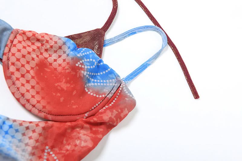 Vibrant Tie-Dye Cutout Ruched Halter Top & Mini Skirt Set - Y2K Party & Vacation Style