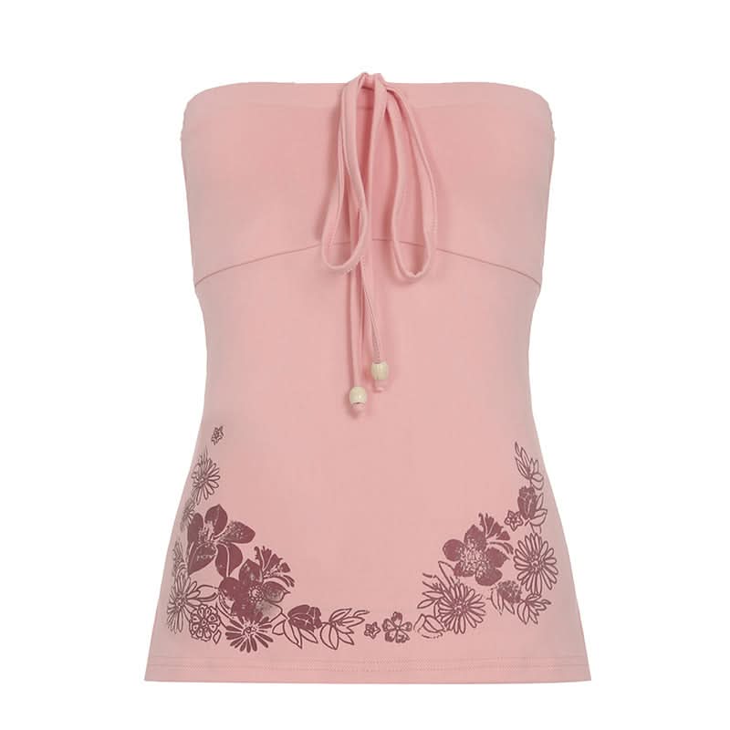 Effortless Chic: Dusty Rose Floral Tie-Front Tube Top – Perfect for Fall Layering & Getaways