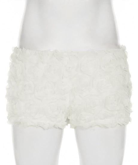Dreamy White Rose Applique Shorts - Romantic Loungewear & Resort Chic