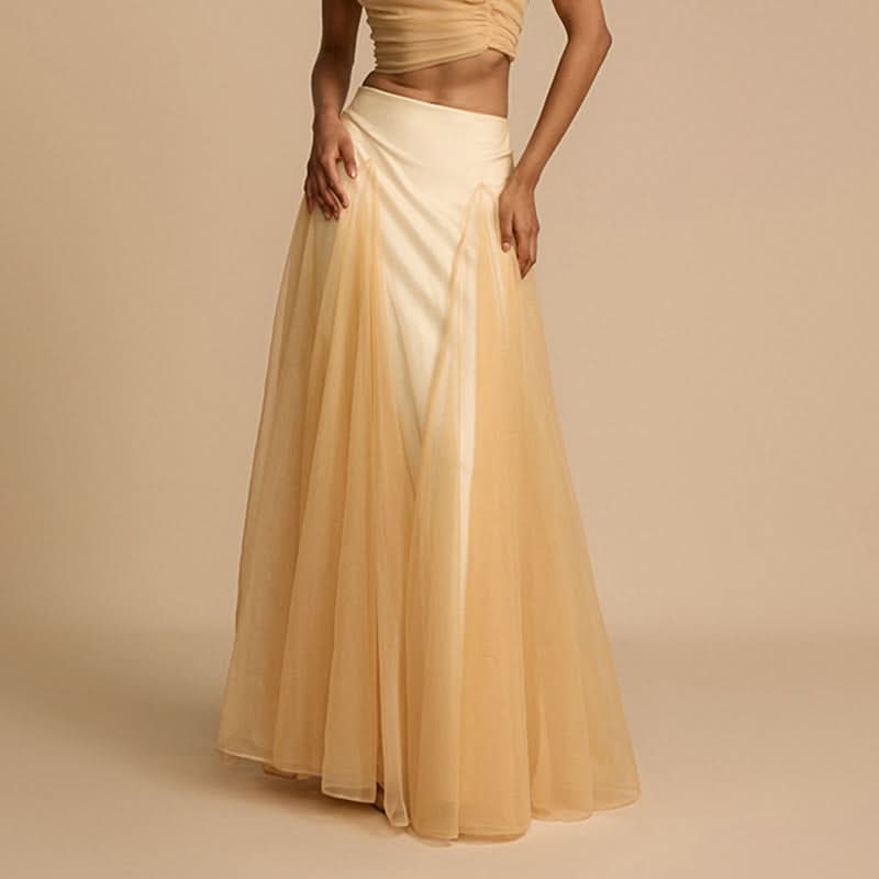 Ethereal White Mesh Maxi Skirt - Elegant 'Winter White' for Fall & Holiday Glam