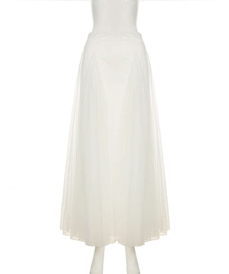 Ethereal White Mesh Maxi Skirt - Elegant 'Winter White' for Fall & Holiday Glam