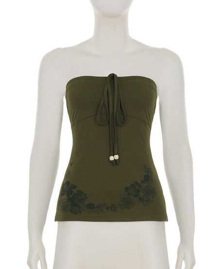 Effortless Chic: Dusty Rose Floral Tie-Front Tube Top – Perfect for Fall Layering & Getaways