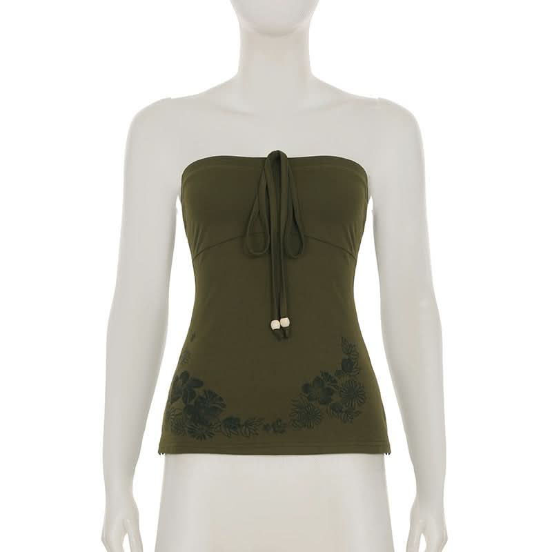 Effortless Chic: Dusty Rose Floral Tie-Front Tube Top – Perfect for Fall Layering & Getaways