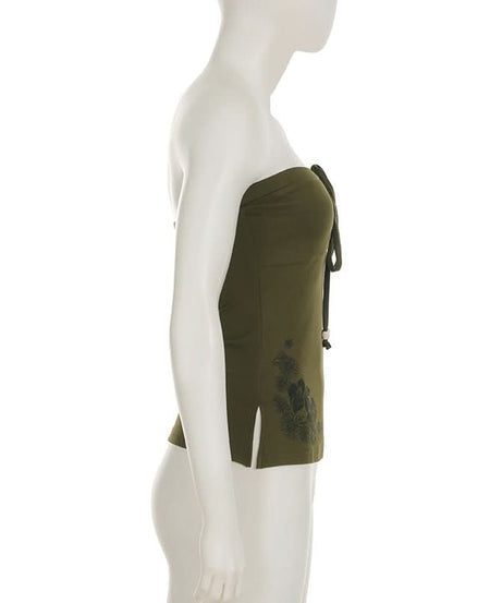 Effortless Chic: Dusty Rose Floral Tie-Front Tube Top – Perfect for Fall Layering & Getaways