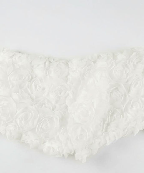 Dreamy White Rose Applique Shorts - Romantic Loungewear & Resort Chic