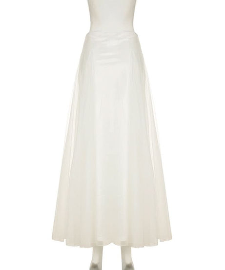 Ethereal White Mesh Maxi Skirt - Elegant 'Winter White' for Fall & Holiday Glam