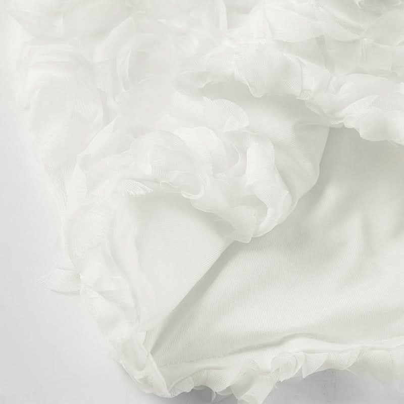 Dreamy White Rose Applique Shorts - Romantic Loungewear & Resort Chic