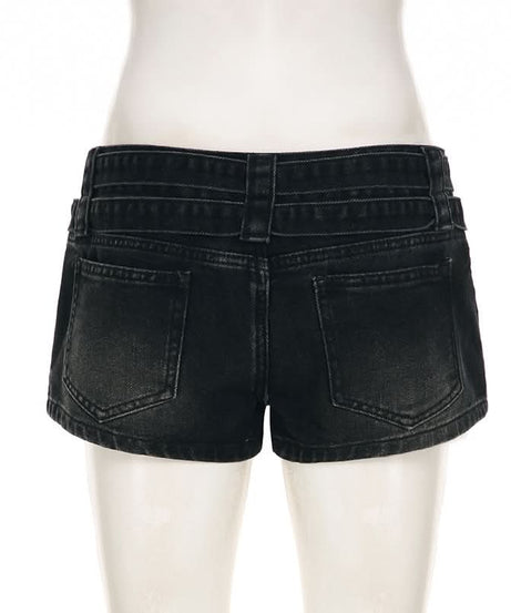 Unleash Your Edge: Halloween Ready Buckle & Zip 'Denim' Shorts for Fall