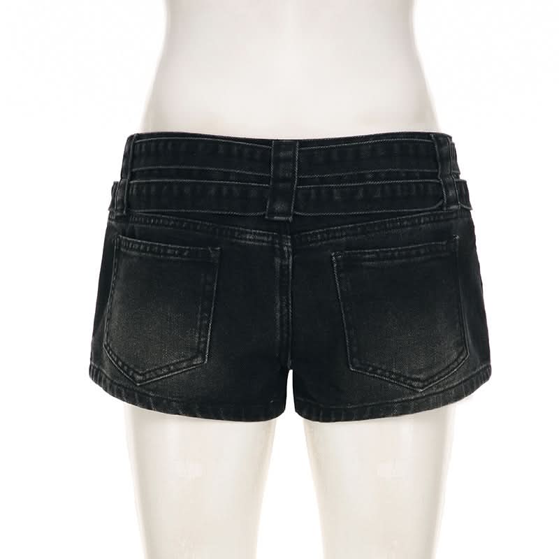 Unleash Your Edge: Halloween Ready Buckle & Zip 'Denim' Shorts for Fall