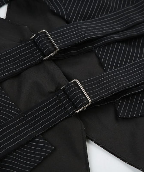 Chic Pinstripe Halter Vest Top - Cropped & Tailored for Fall Power Dressing