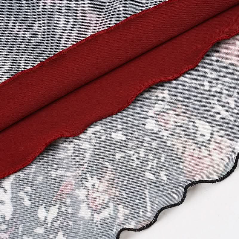 Vintage Bloom Mesh Maxi Skirt - Elegant Fall Floral Style