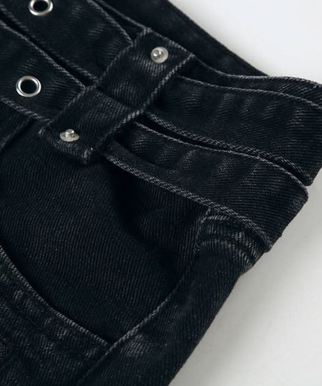 Unleash Your Edge: Halloween Ready Buckle & Zip 'Denim' Shorts for Fall