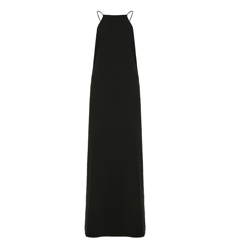 Show-Stopping Black Halter Maxi Dress with Dual High Slits - Your Ultimate Fall & Holiday Event Essential