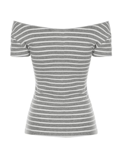 Women's Fall-Ready Striped Off-Shoulder Boat Neck Top - Comfy & Chic