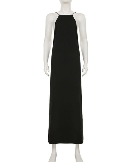 Show-Stopping Black Halter Maxi Dress with Dual High Slits - Your Ultimate Fall & Holiday Event Essential