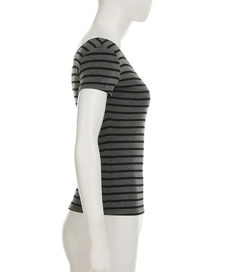 Women's Fall-Ready Striped Off-Shoulder Boat Neck Top - Comfy & Chic