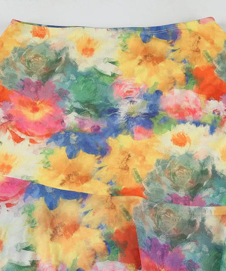 Vibrant Floral Mesh Maxi Skirt - Flowy Boho Chic for Fall & Resort Escapes
