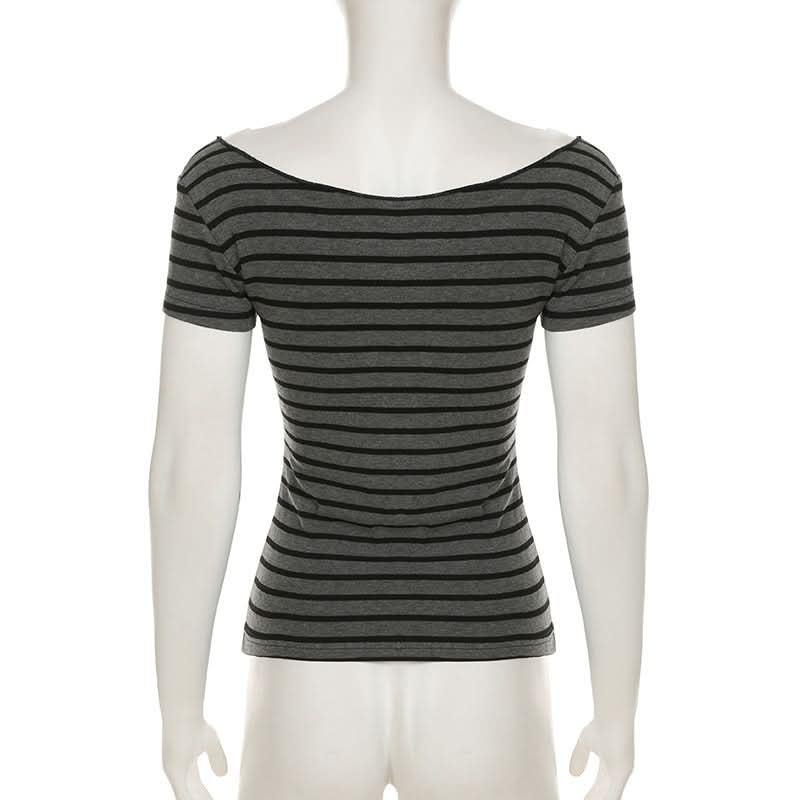 Women's Fall-Ready Striped Off-Shoulder Boat Neck Top - Comfy & Chic