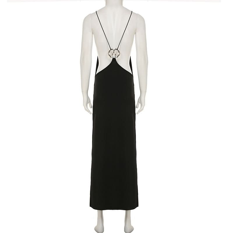 Show-Stopping Black Halter Maxi Dress with Dual High Slits - Your Ultimate Fall & Holiday Event Essential