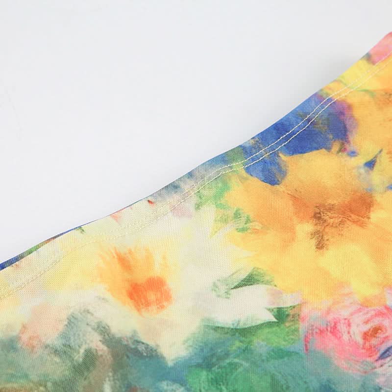 Vibrant Floral Mesh Maxi Skirt - Flowy Boho Chic for Fall & Resort Escapes