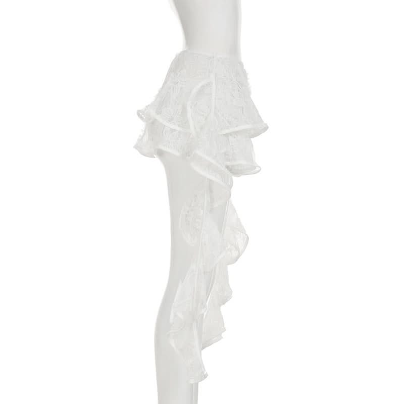 Gothic Chic Tiered Lace Mini Skirt Overlay with Ruffle Ties - Edgy Fall Fashion