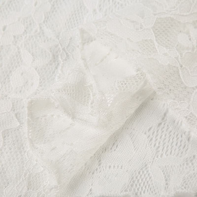 Elegant Ivory Lace Ruched High-Low Midi Dress – Bridal & Resort Chic