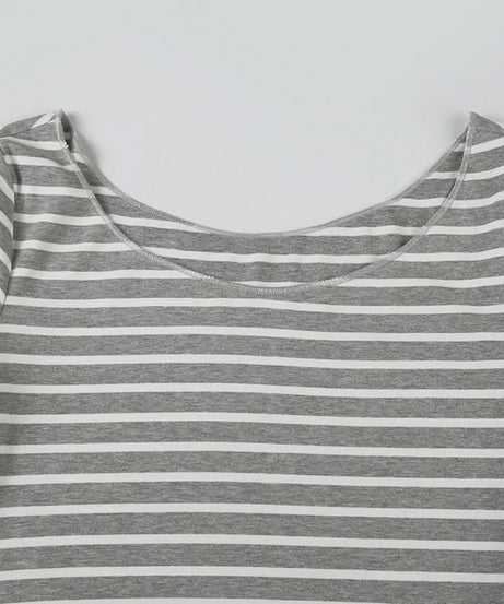 Women's Fall-Ready Striped Off-Shoulder Boat Neck Top - Comfy & Chic