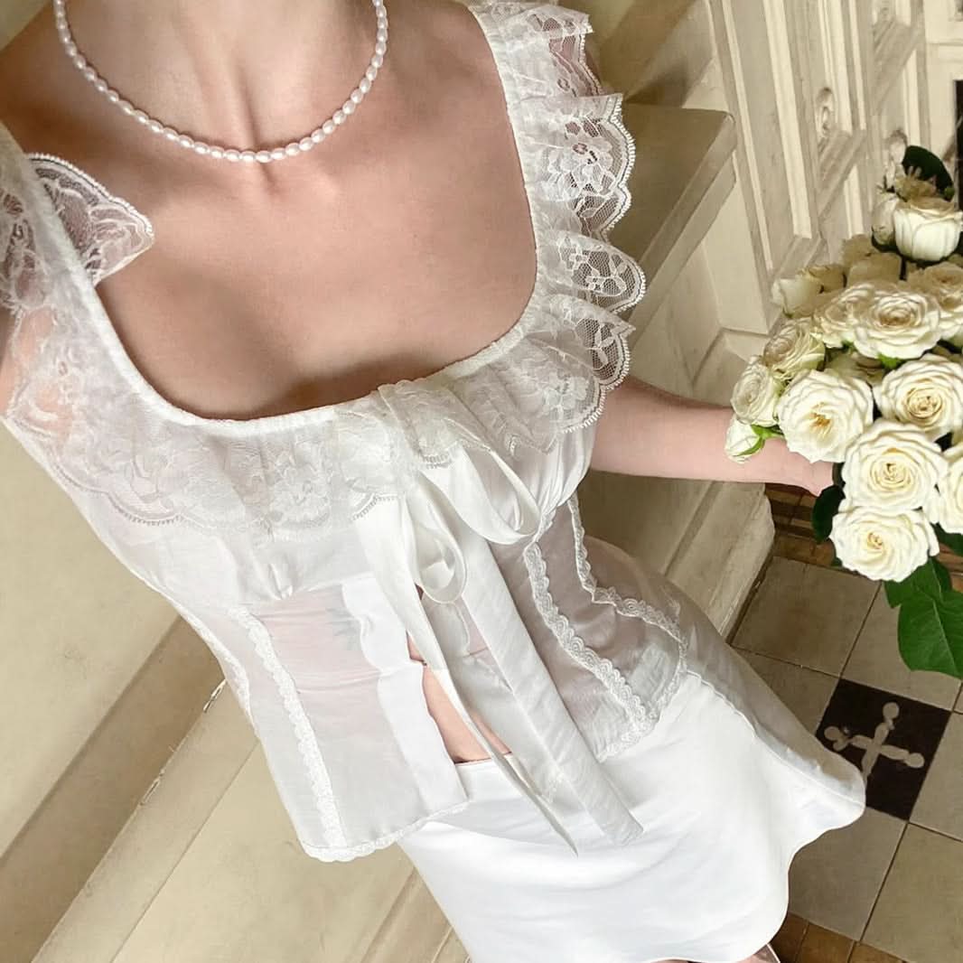 Romantic Bow Lace Square Neck Corset Top - Your Chic Fall & Holiday Essential