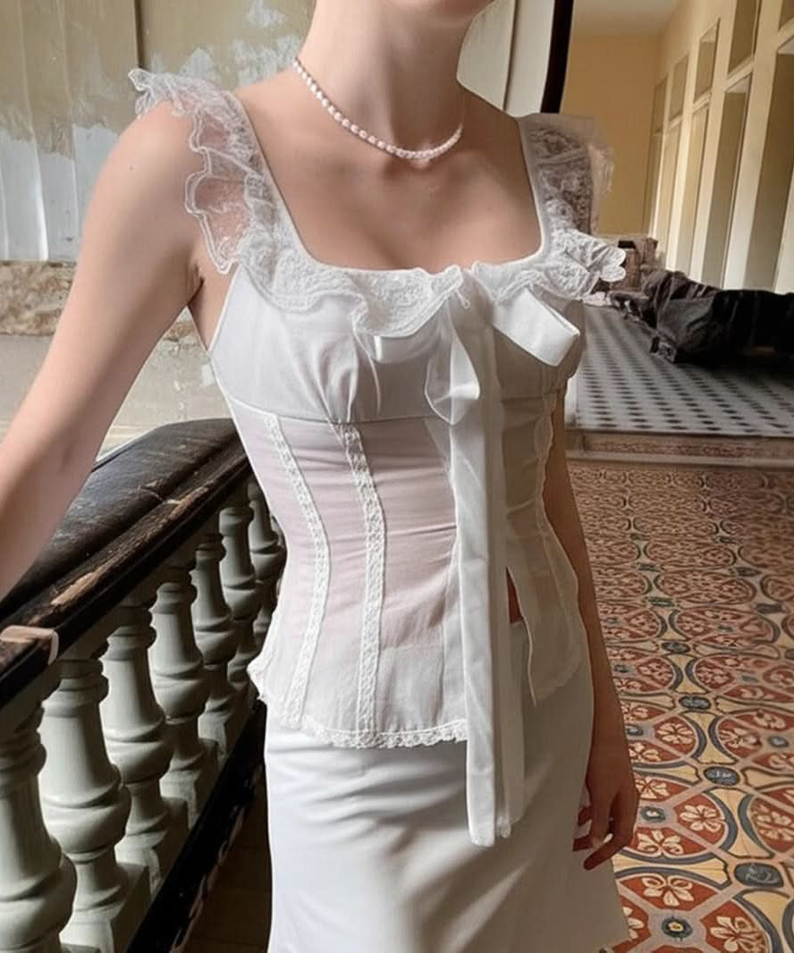 Romantic Bow Lace Square Neck Corset Top - Your Chic Fall & Holiday Essential