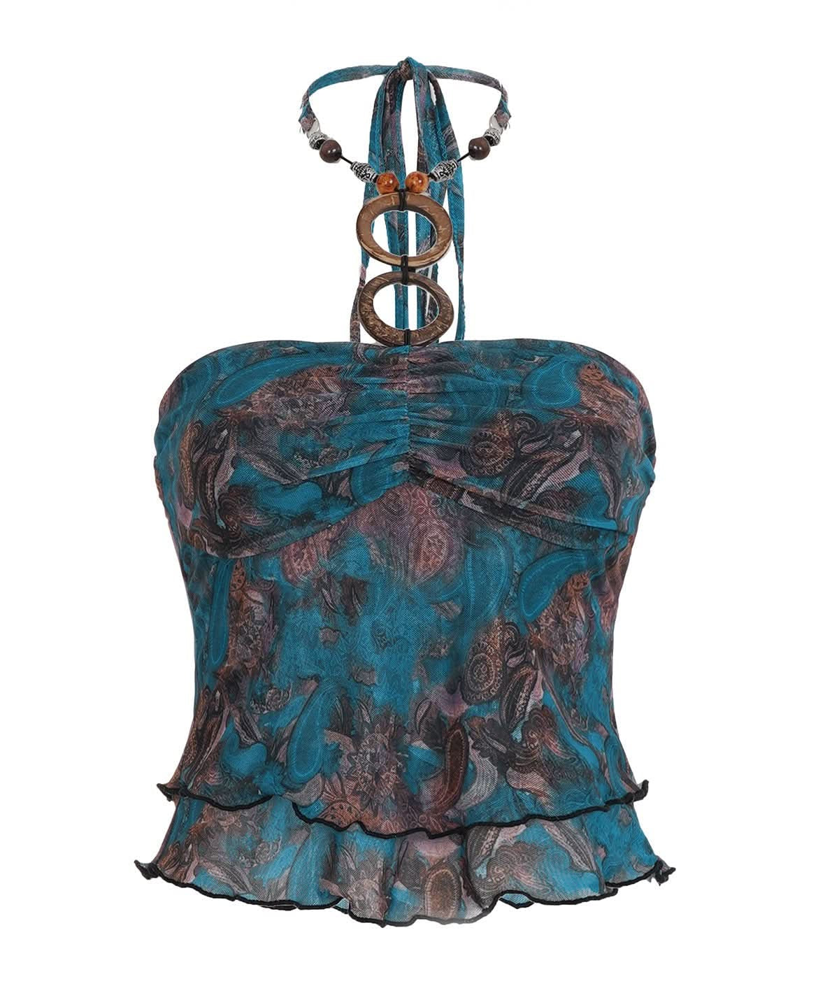 Boho Paisley Mesh Tube Top & Statement O-Ring Beaded Necklace Set | Fall Style