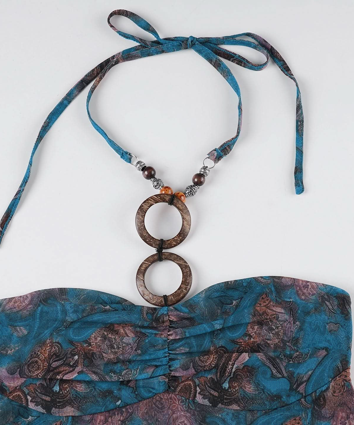 Boho Paisley Mesh Tube Top & Statement O-Ring Beaded Necklace Set | Fall Style