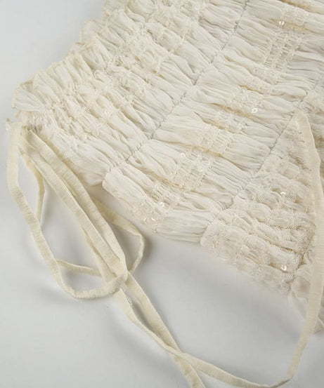 Effortless Chic Ruched Asymmetric Tie-Strap Crop Top - Versatile Fall Style