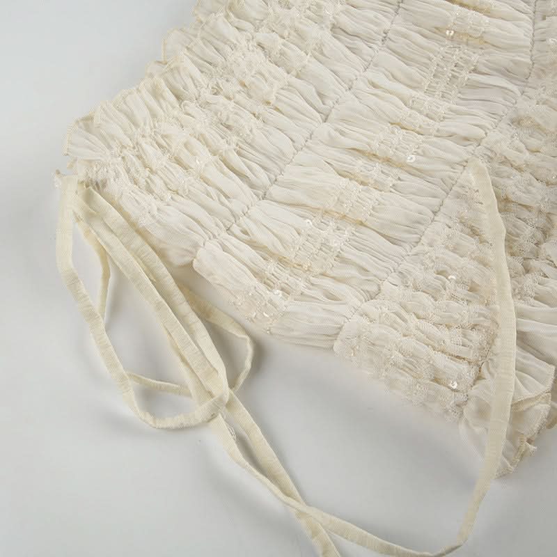 Effortless Chic Ruched Asymmetric Tie-Strap Crop Top - Versatile Fall Style