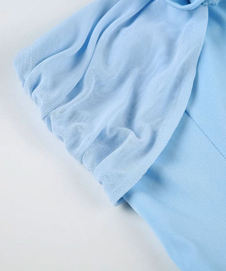 Chic Sky Blue Halter Mini Dress | Floral Ruffle Cocktail & Resort Wear for Women