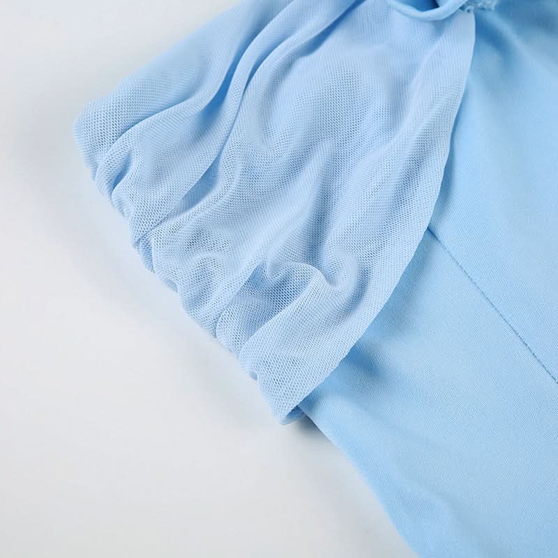 Chic Sky Blue Halter Mini Dress | Floral Ruffle Cocktail & Resort Wear for Women