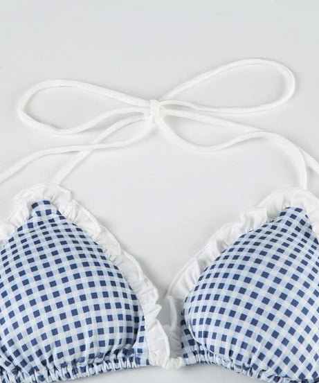 Retro Chic Gingham Ruffle Halter Bikini Set - Your Must-Have for Winter Escapes & Next Summer