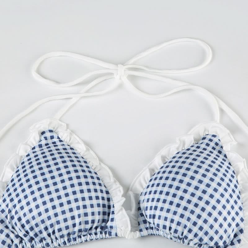 Retro Chic Gingham Ruffle Halter Bikini Set - Your Must-Have for Winter Escapes & Next Summer