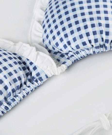 Retro Chic Gingham Ruffle Halter Bikini Set - Your Must-Have for Winter Escapes & Next Summer