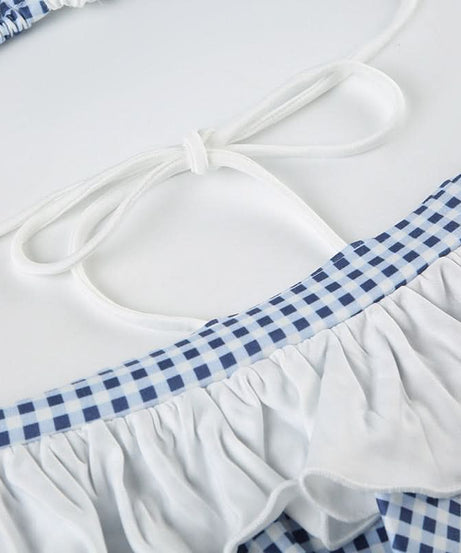 Retro Chic Gingham Ruffle Halter Bikini Set - Your Must-Have for Winter Escapes & Next Summer
