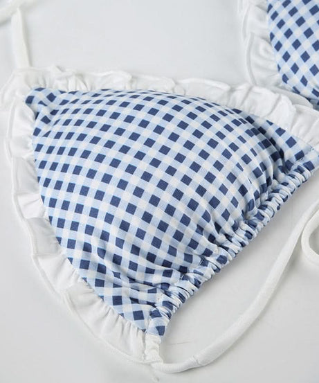 Retro Chic Gingham Ruffle Halter Bikini Set - Your Must-Have for Winter Escapes & Next Summer