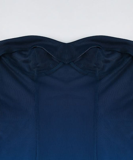 Fall Gala Ready: Ombre Blue Strapless Mesh Maxi Dress – Elegant Wedding Guest & Holiday Party Gown