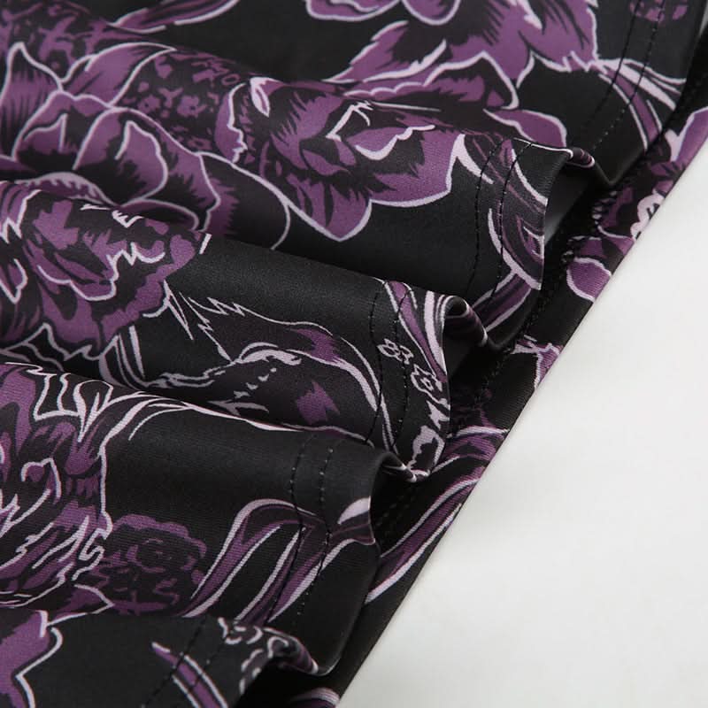 Chic Purple Floral Halter Top | Tie-Neck Blouse for Effortless Fall Style