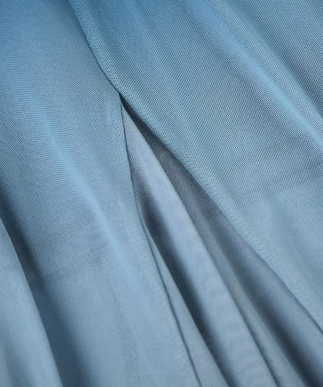 Fall Gala Ready: Ombre Blue Strapless Mesh Maxi Dress – Elegant Wedding Guest & Holiday Party Gown