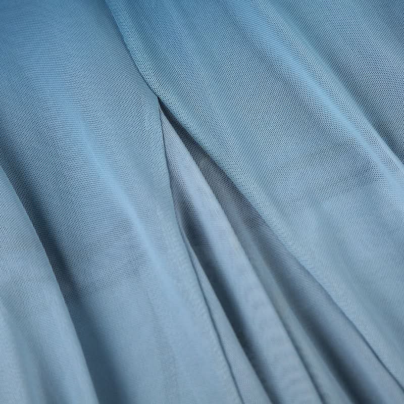 Fall Gala Ready: Ombre Blue Strapless Mesh Maxi Dress – Elegant Wedding Guest & Holiday Party Gown